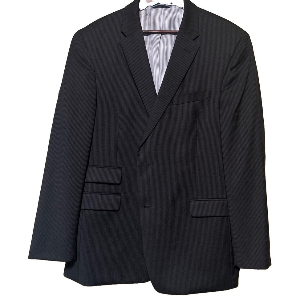 Tommy Hilfiger Mens 44R Sport Coat Charcoal Pinstripe 2 Button Wool